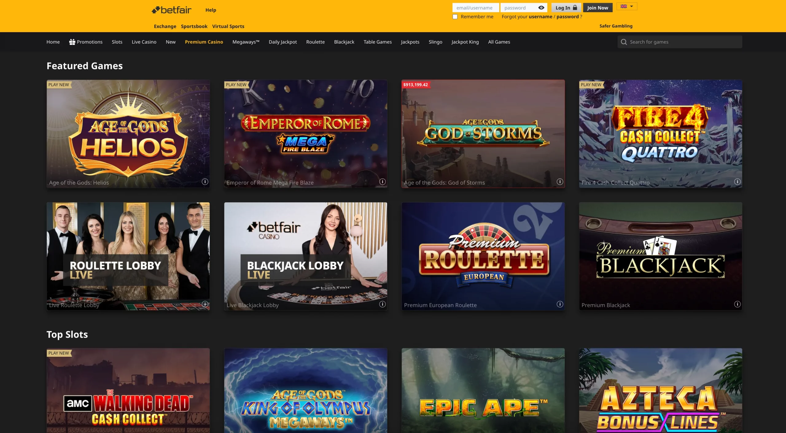 Betfair Casino united kindom games