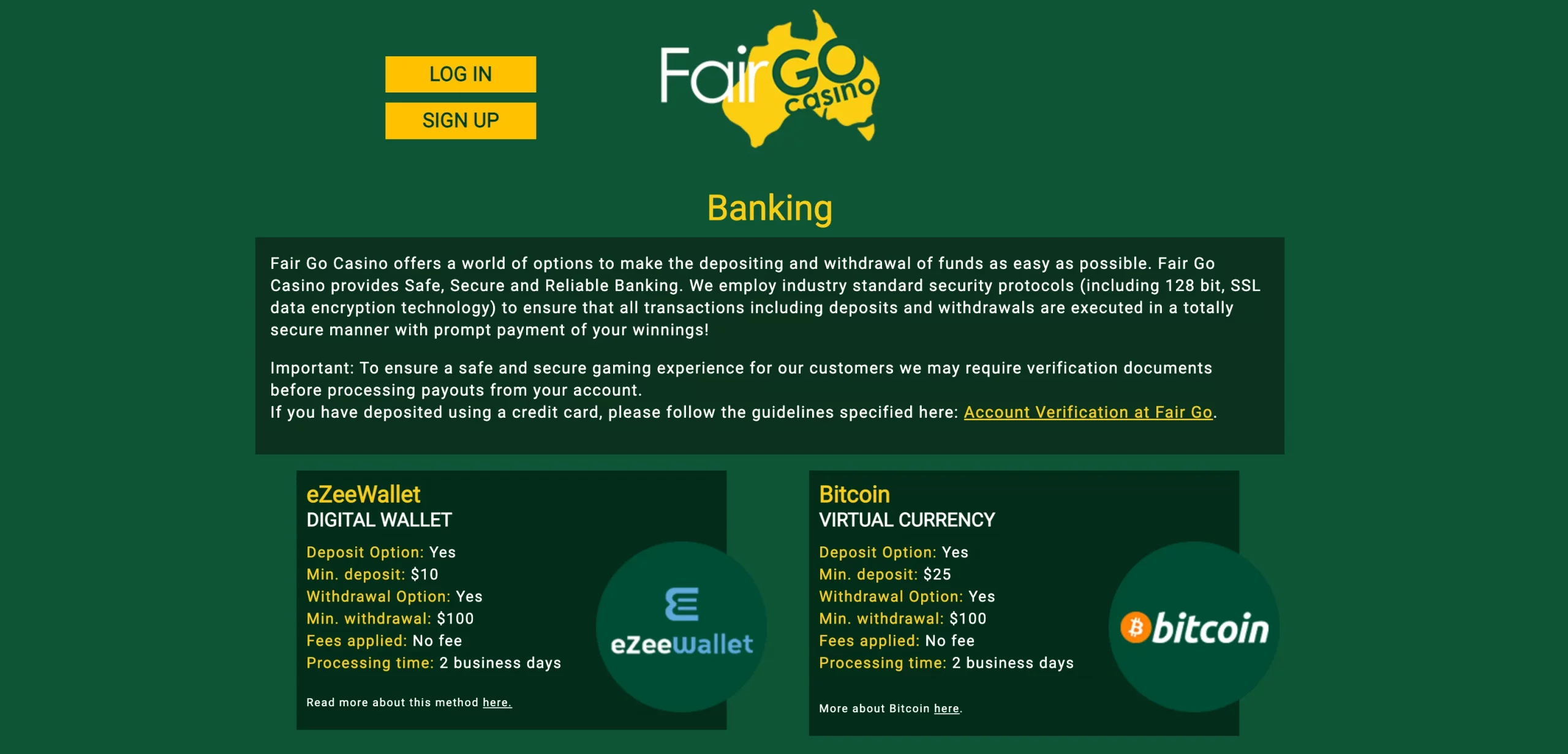 Fair Go Casino usa payments