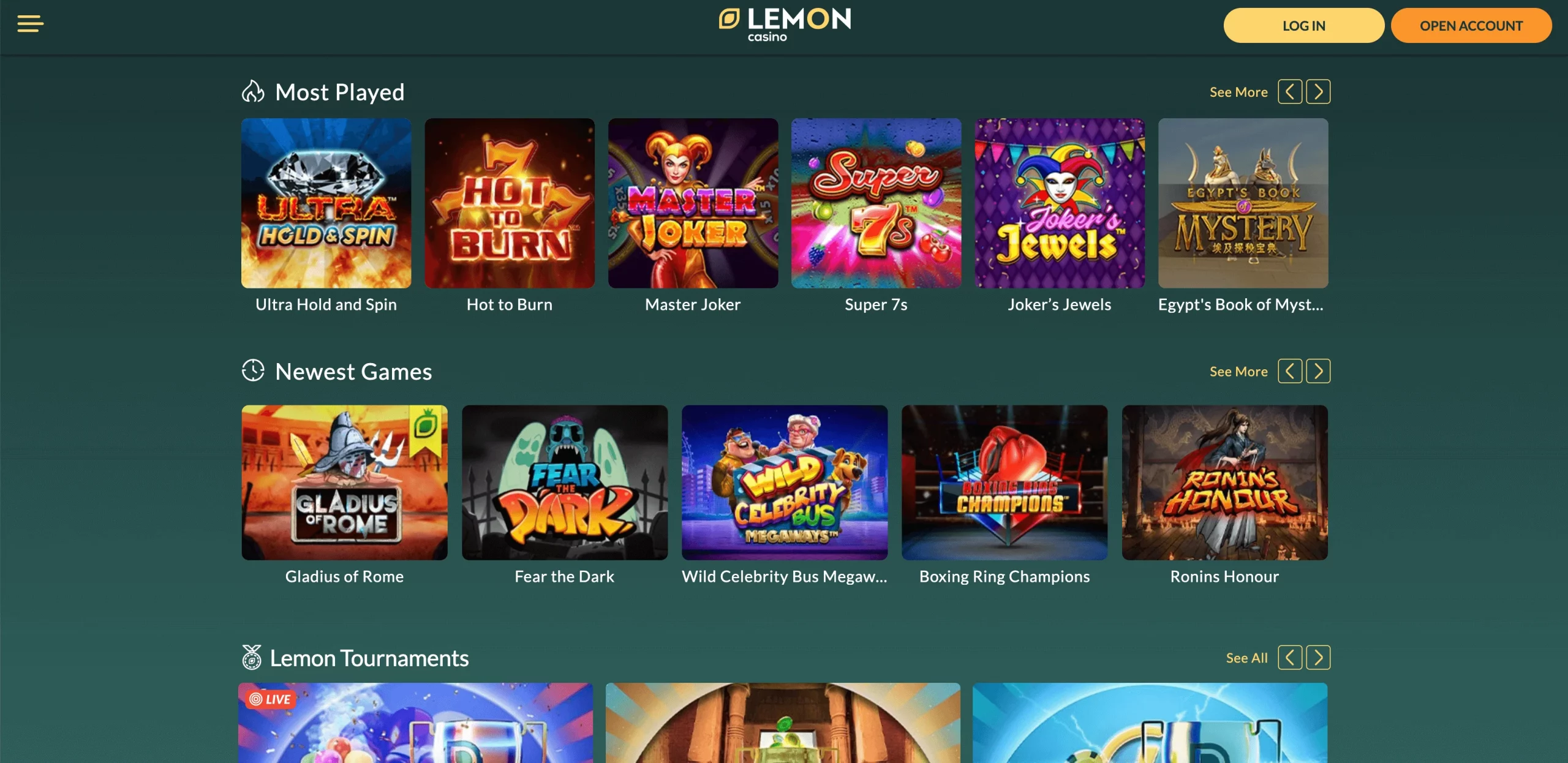 Lemon Casino united kindom popular games