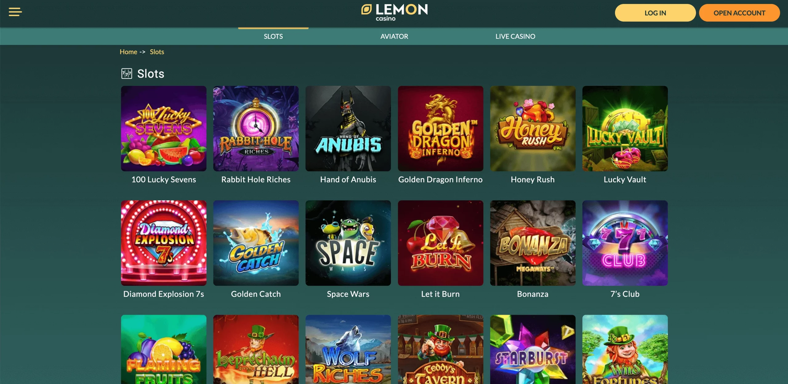 Lemon Casino united kindom slots