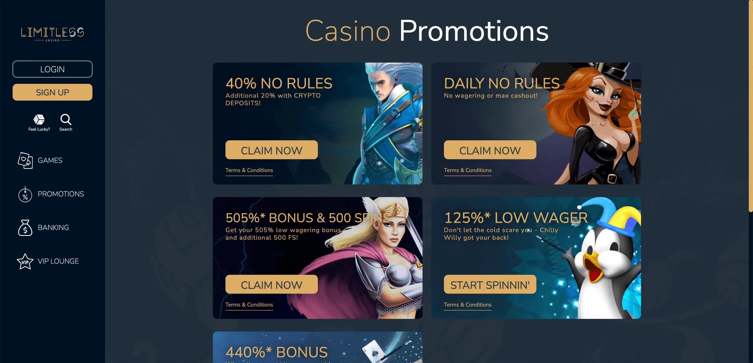 Limitless Casino usa promotions