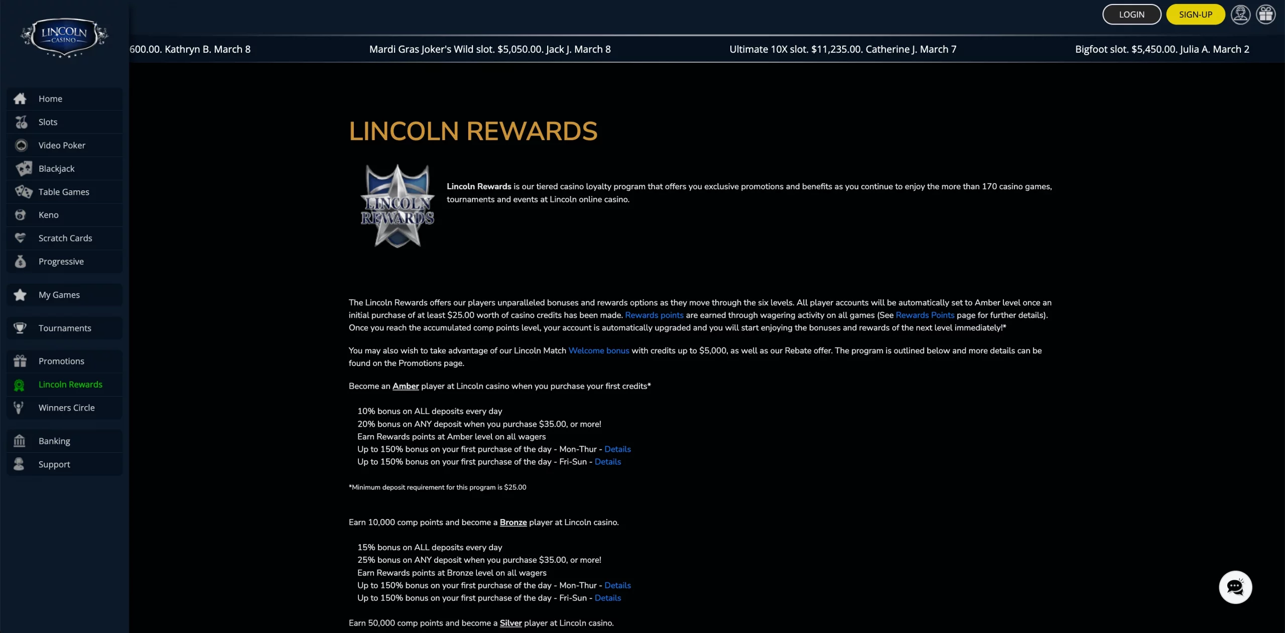 Lincoln Casino usa rewards