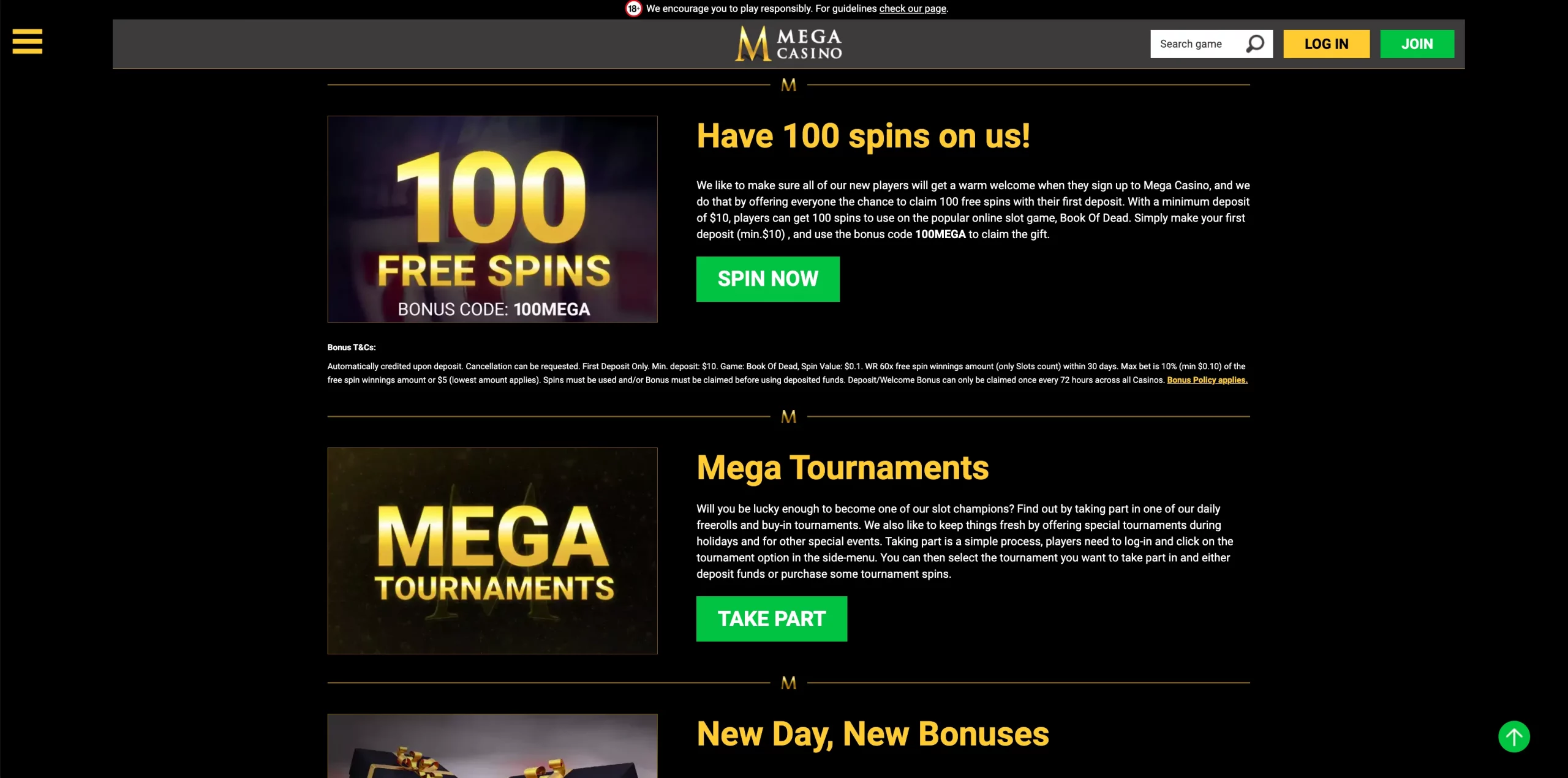 MegaCasino mega bonus