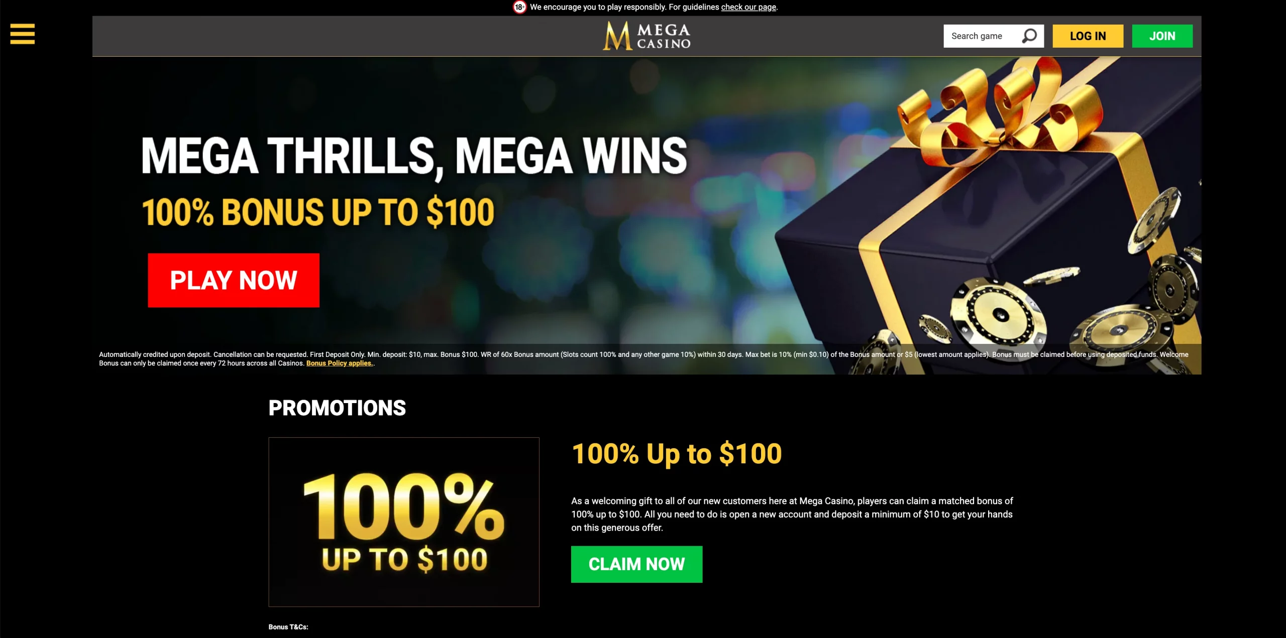 MegaCasino bonus