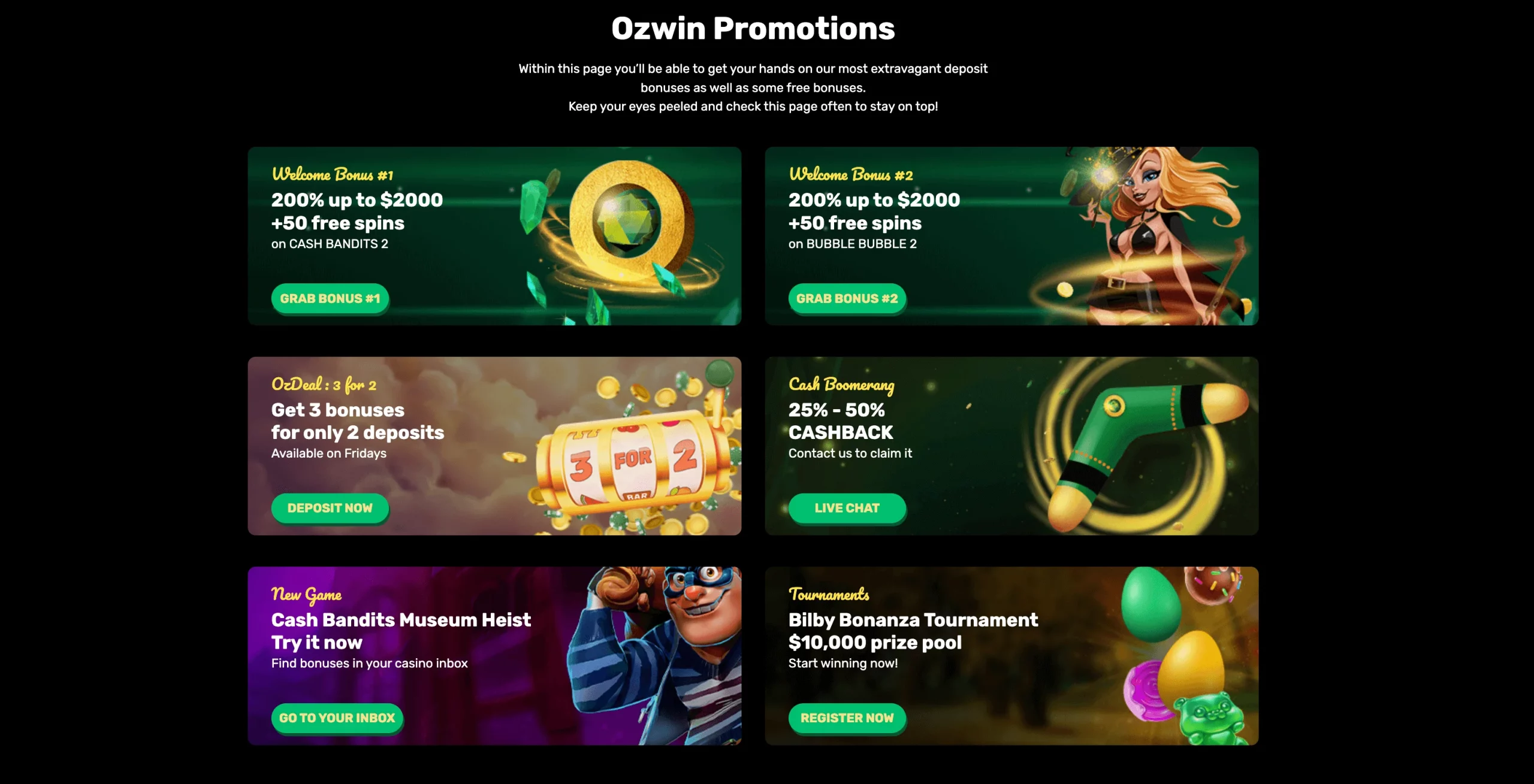 Ozwin Casino usa promotions