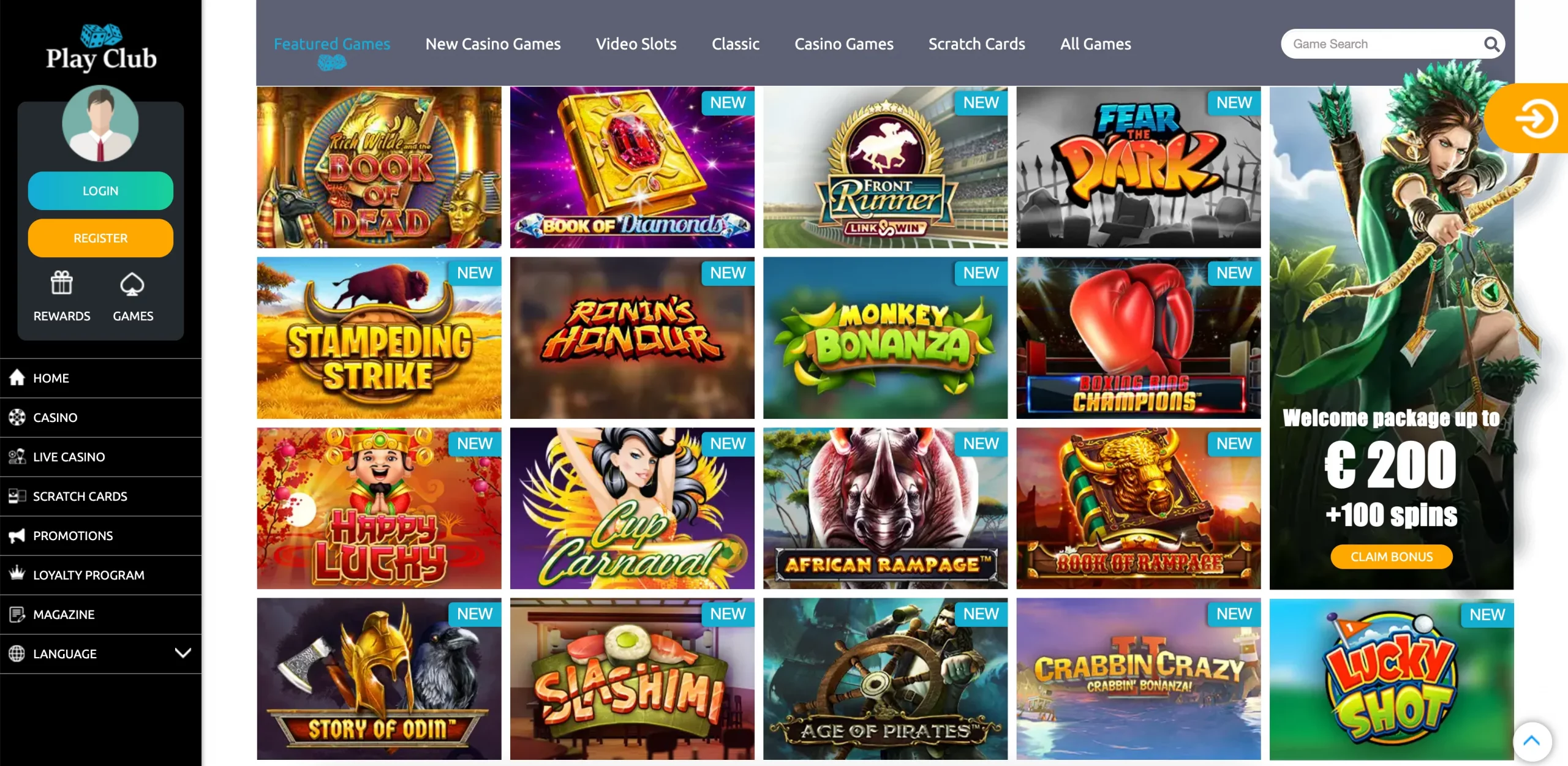 PlayClub casino Singapore games