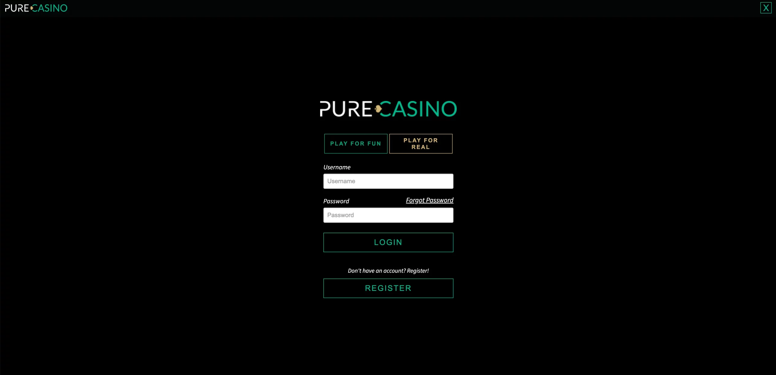 Pure Casino india register