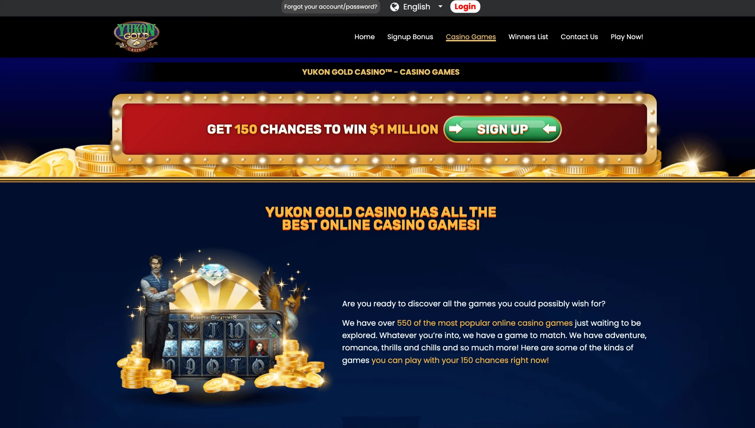 Yukon Gold Casino games popular