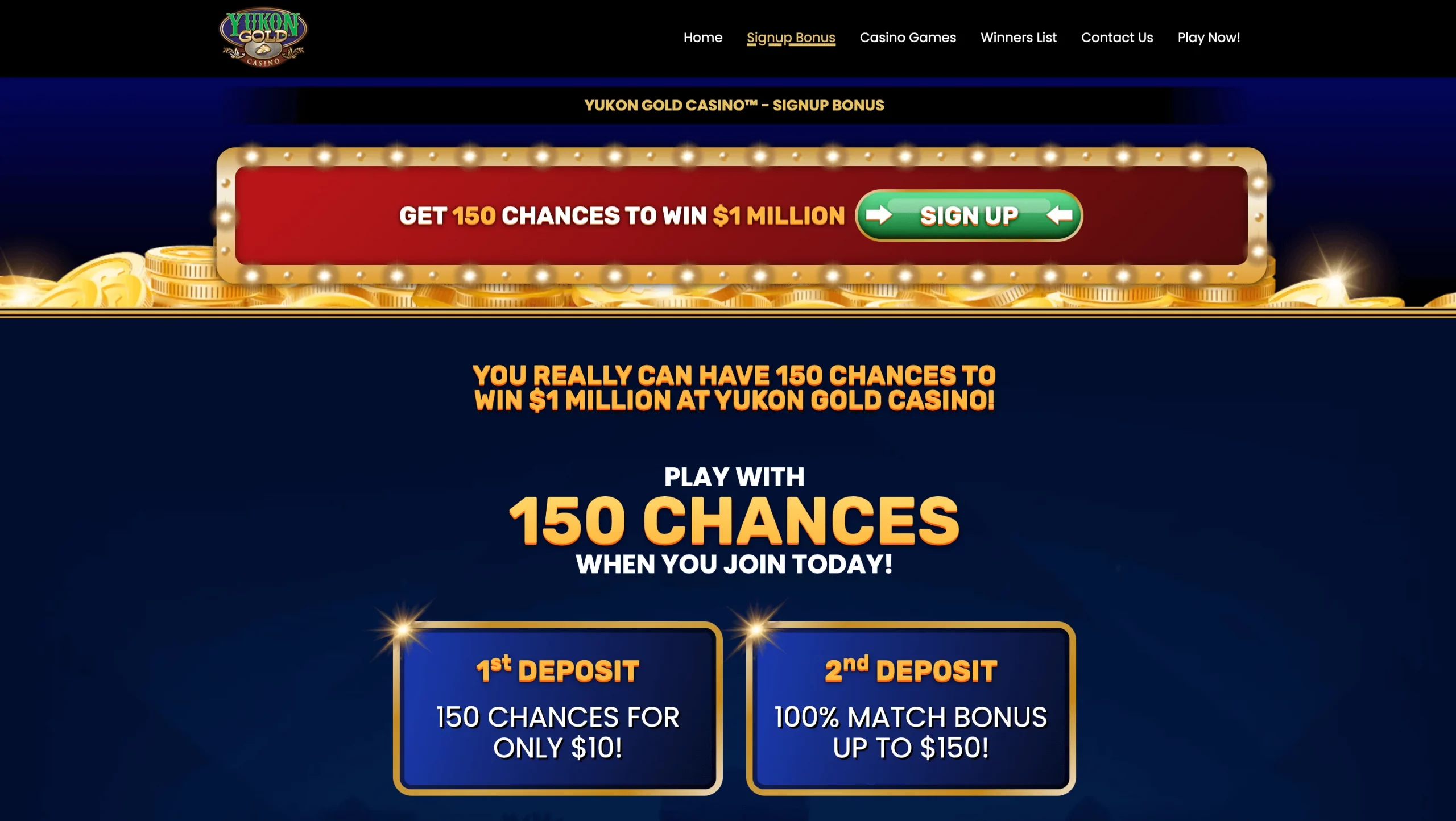 Yukon Gold Casino bonus