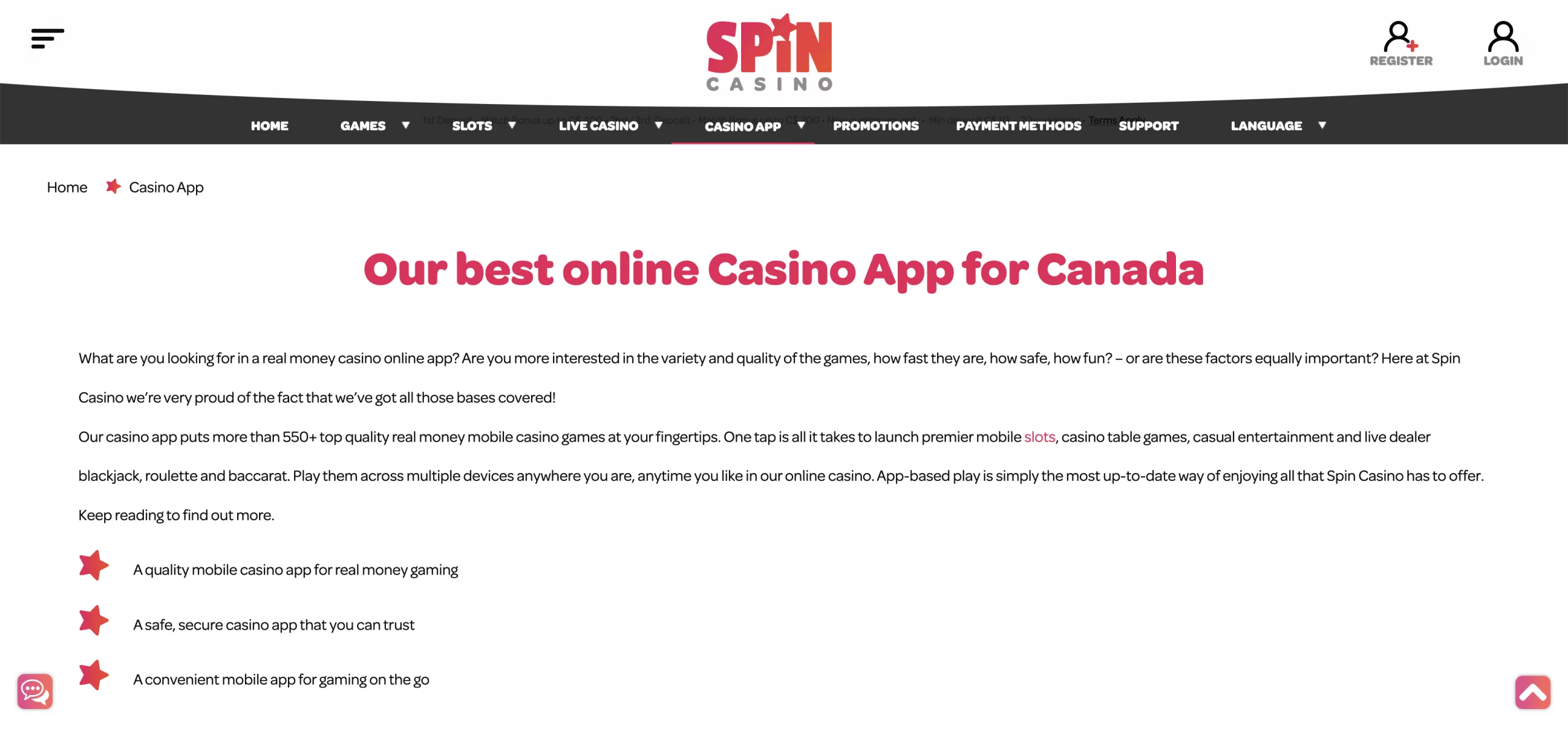 Spin Casino app