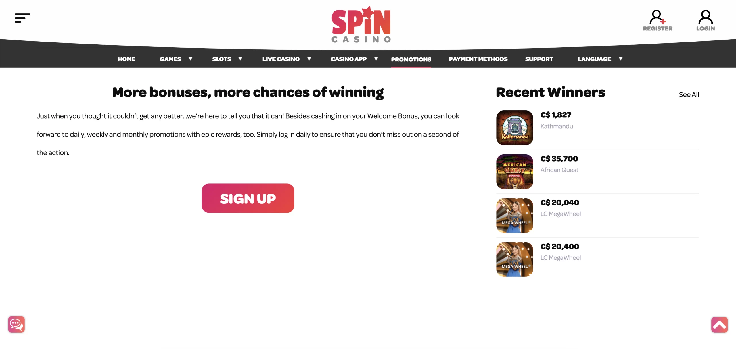Spin Casino india bonus