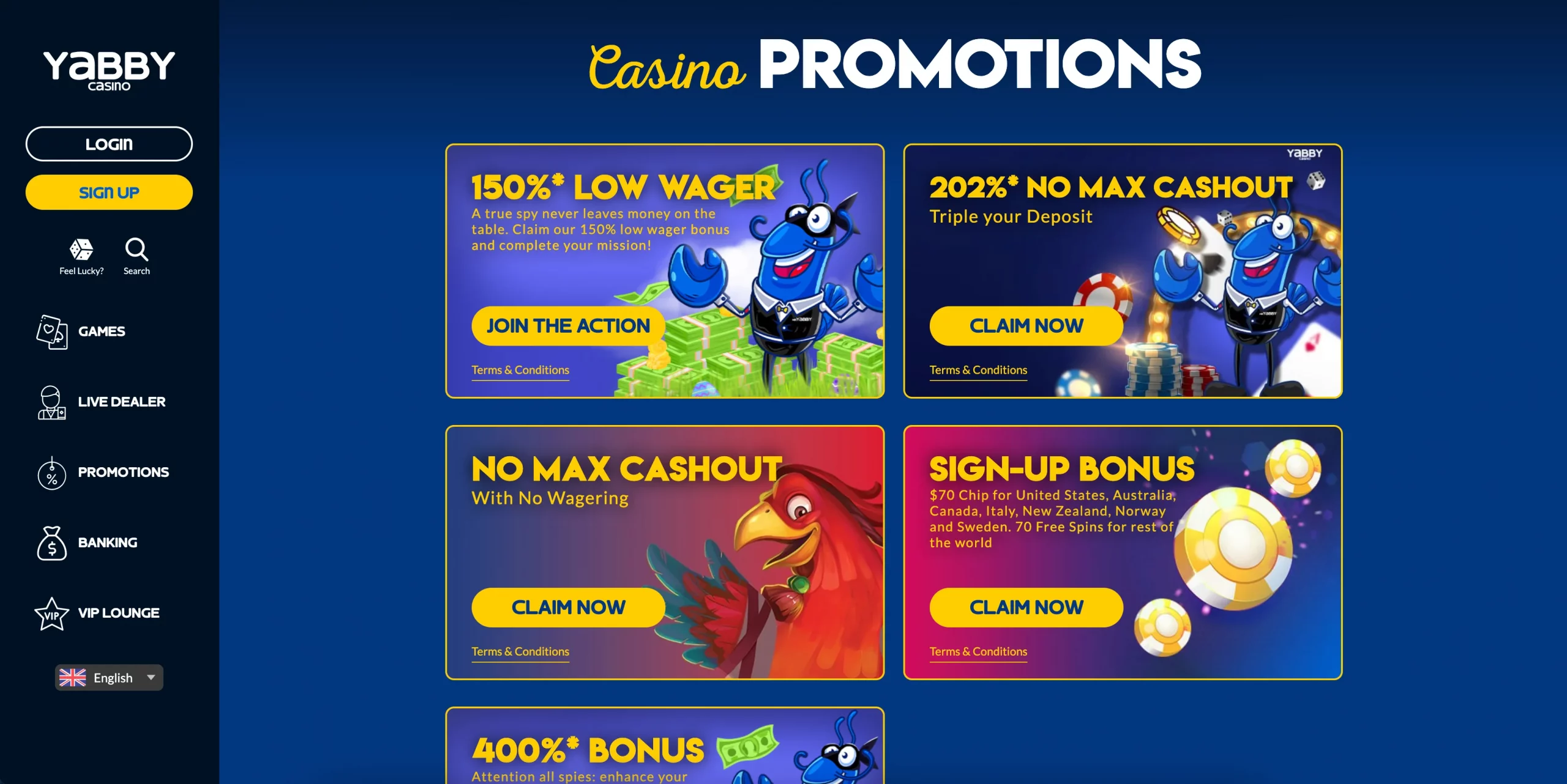 Yabby Casino promotions