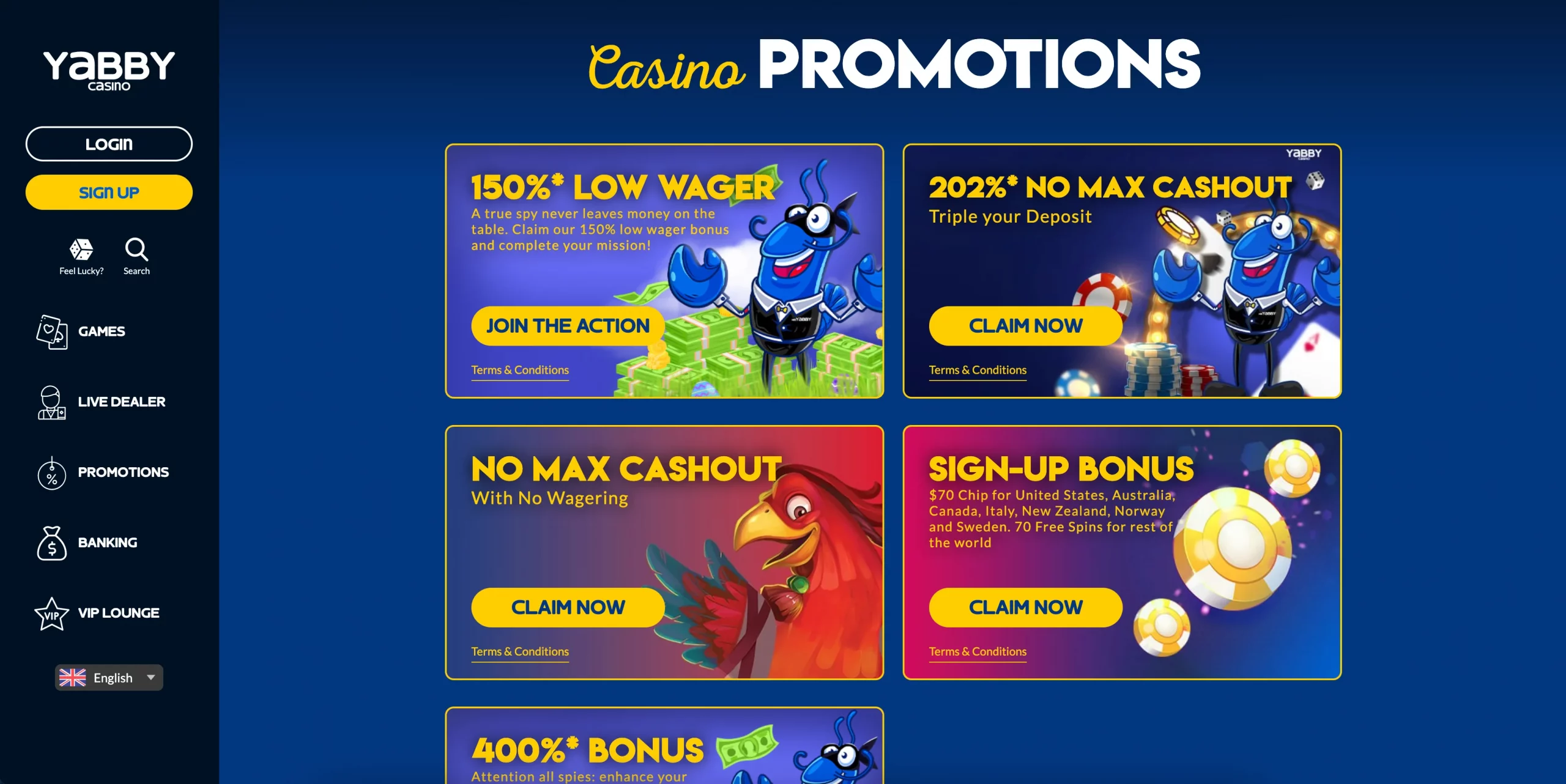 Yabby Casino united kindom promotions