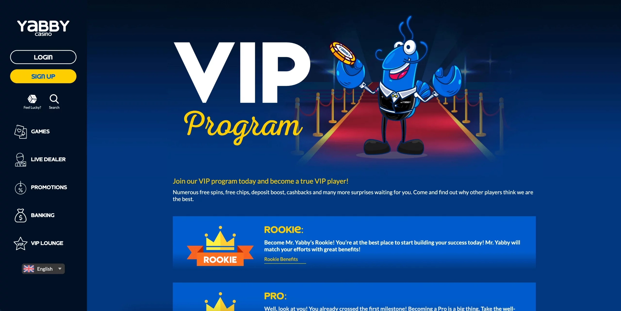 Yabby Casino united kindom vip program