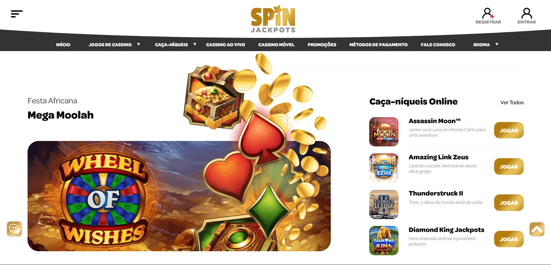 Condições de registro no Spin Casino