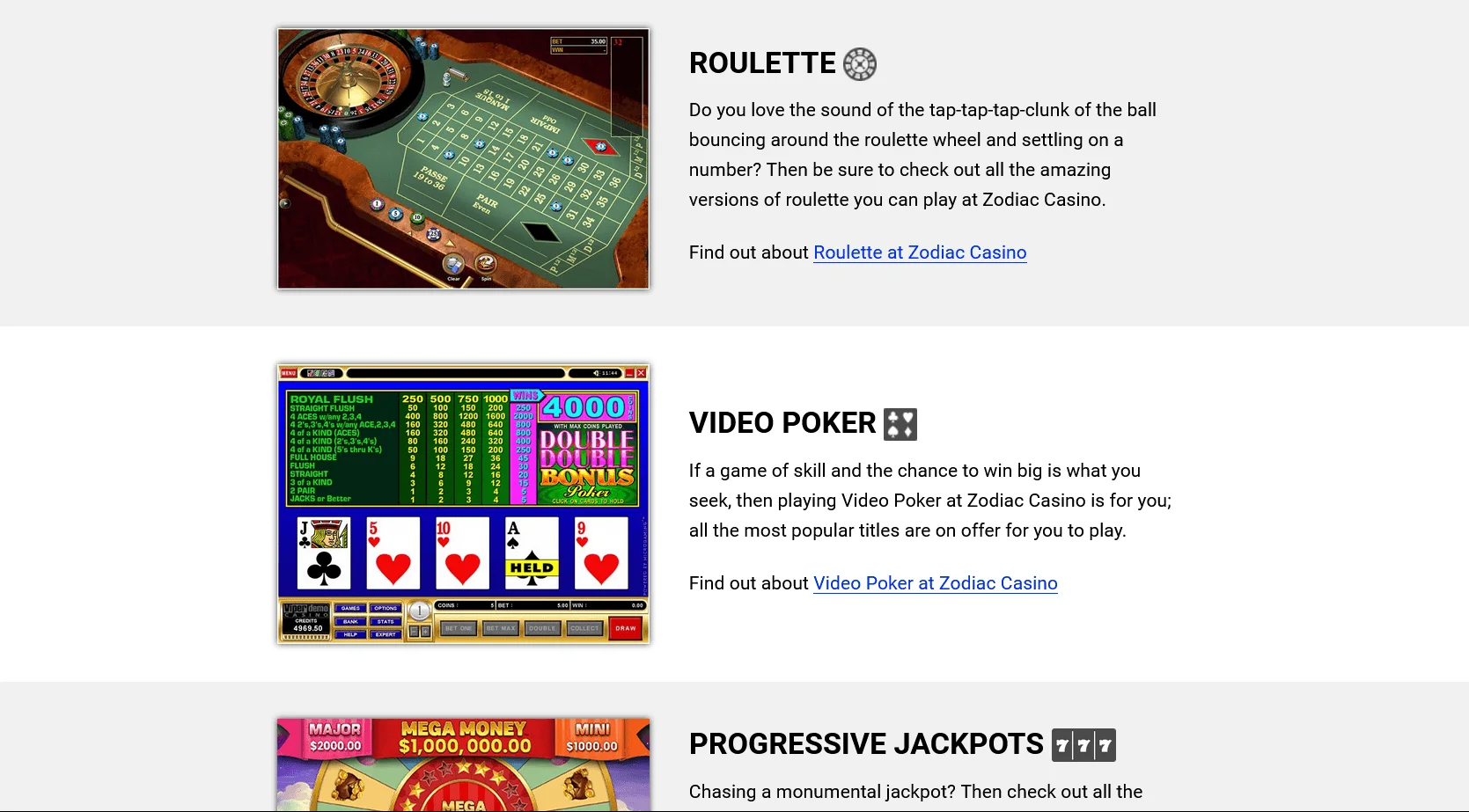 Zodiac Casino games 2