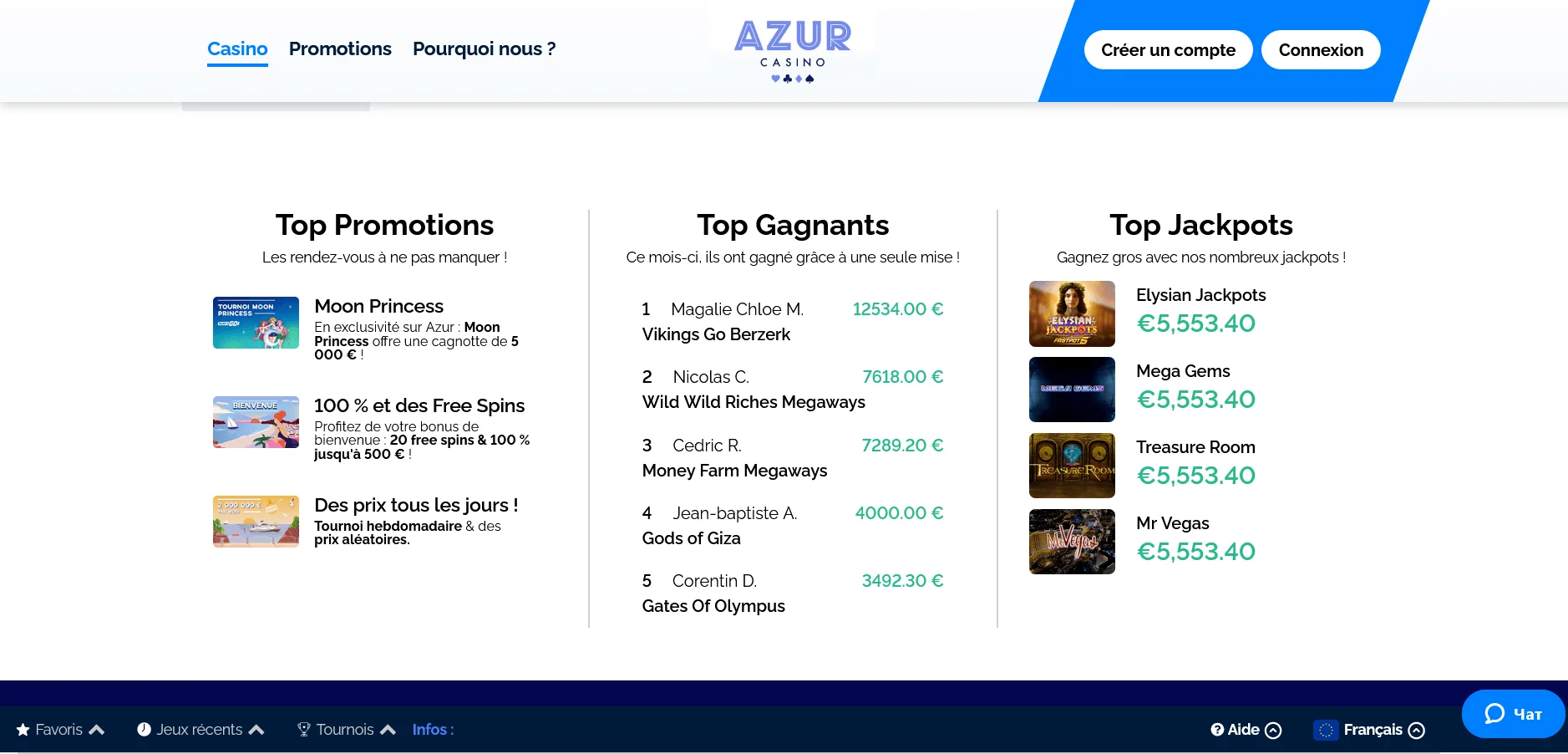 Méthodes de dépôt et de retrait proposées par Azur Casino