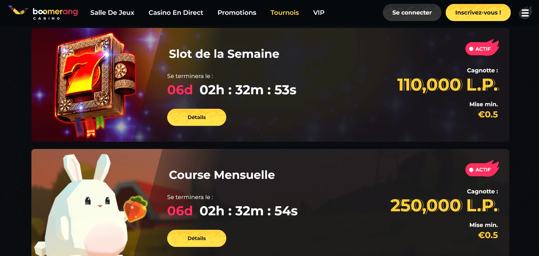 Bonus et programmes de fidélité sur Boomerang Casino