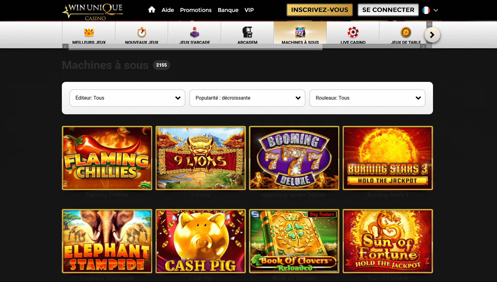Conditions d'inscription et jeux populaires sur Unique Casino