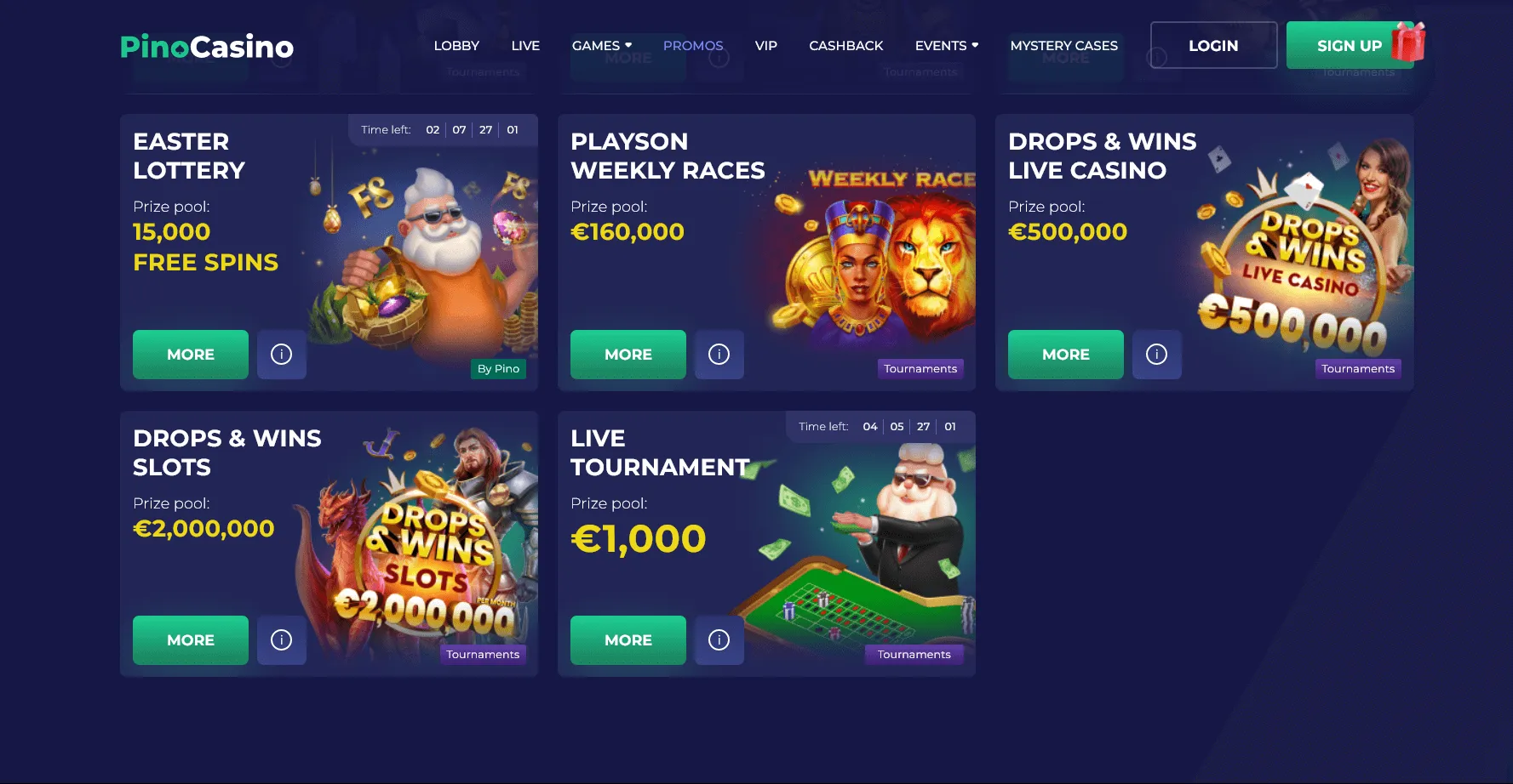 Welkomstbonus en promoties bij Pino Casino