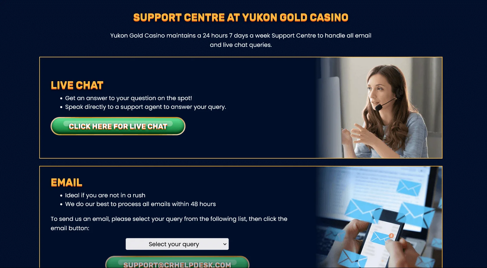Metódy vkladu a výberu peňazí v Yukon Gold Casino