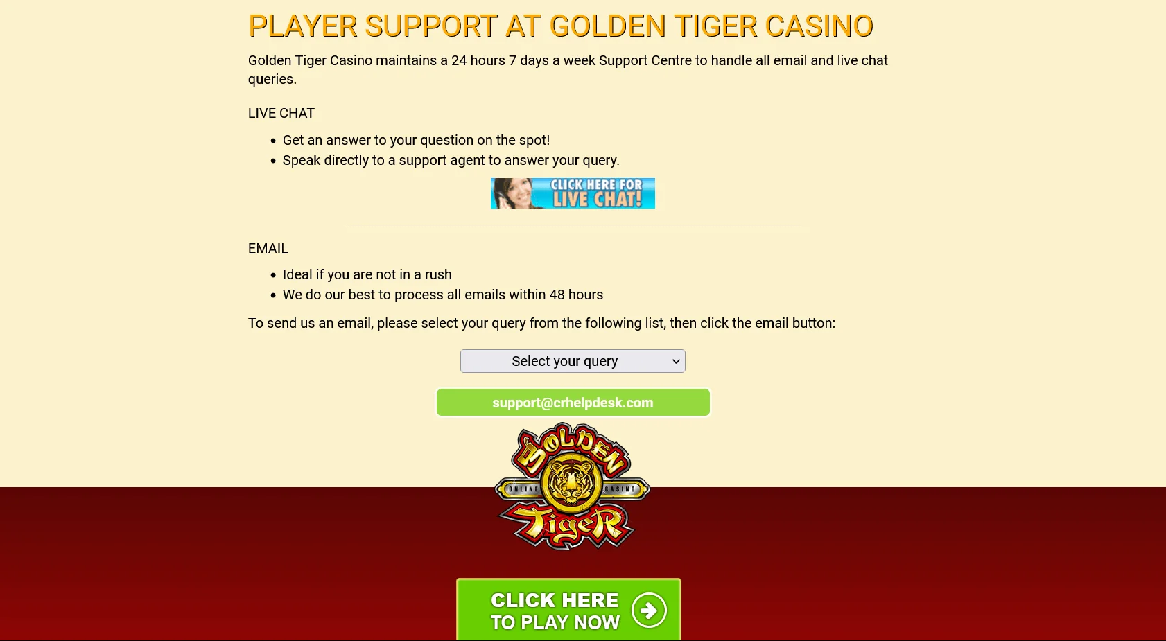 Metode dviga Golden Tiger Casino