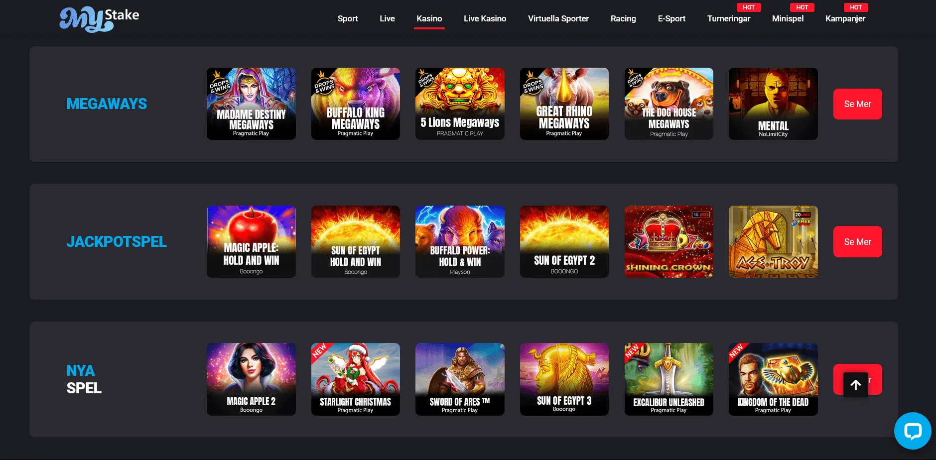 MyStake Casino - Registreringsvillkor och populära spel