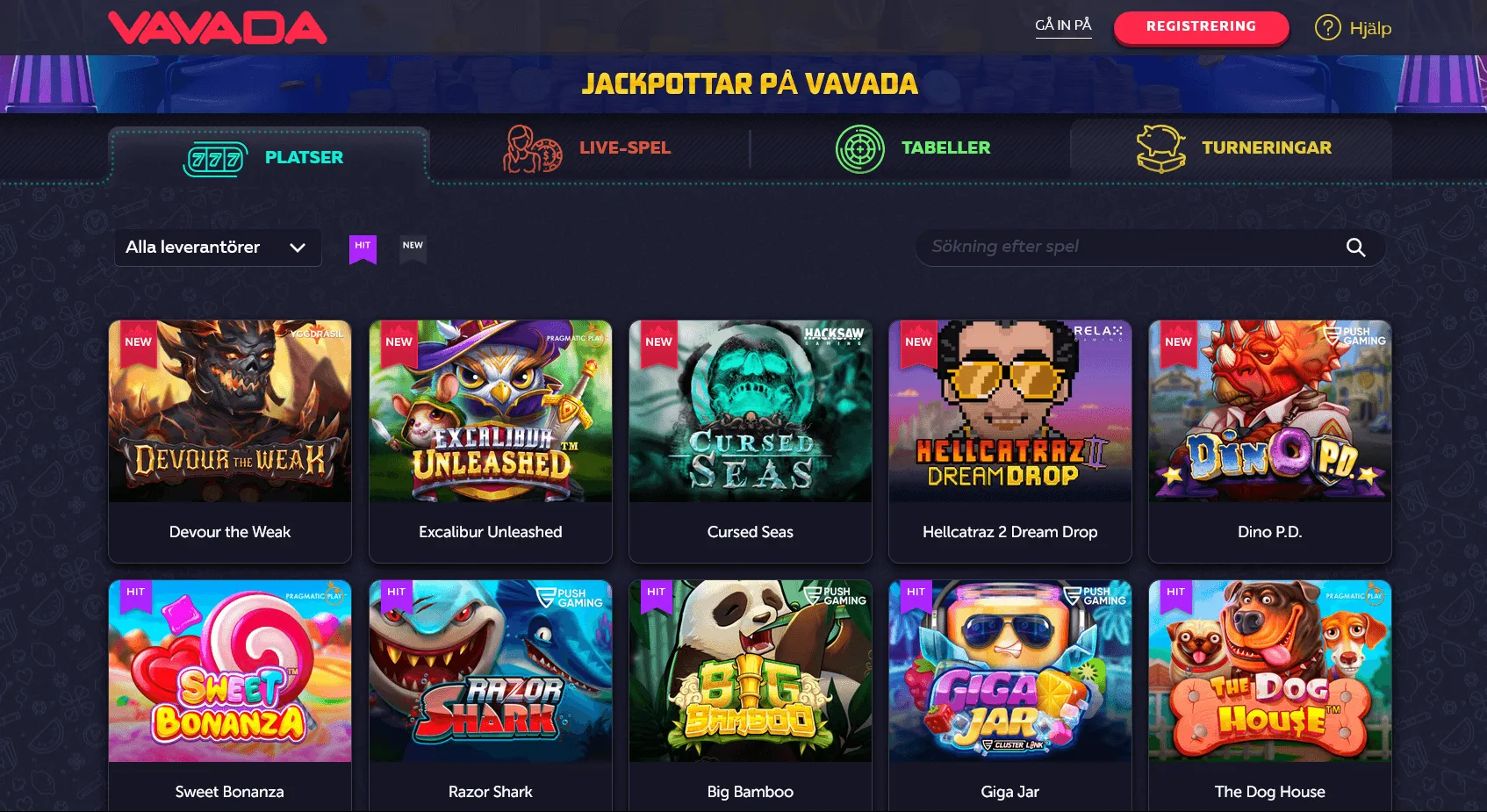 Registreringsvillkor och populära spel på VAVADA Casino